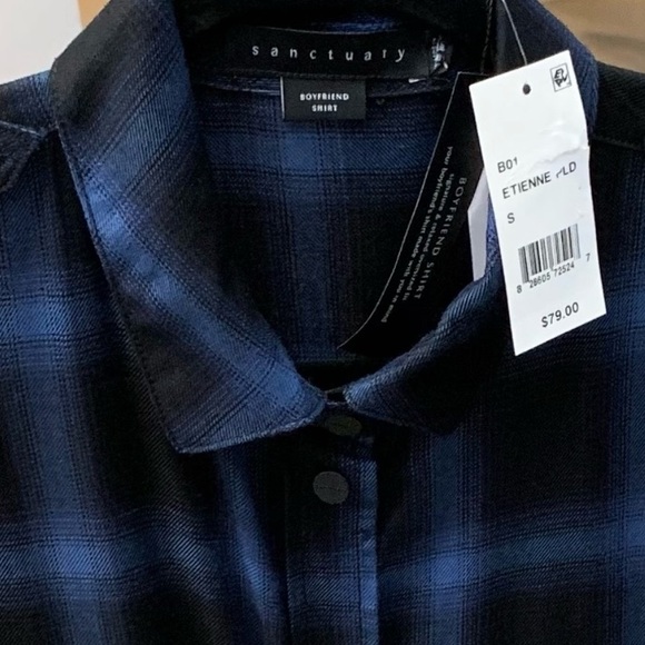 🆕 Anthropologie Sanctuary Plaid Button Down Top. 100% Rayon. NWOT - Picture 6 of 8